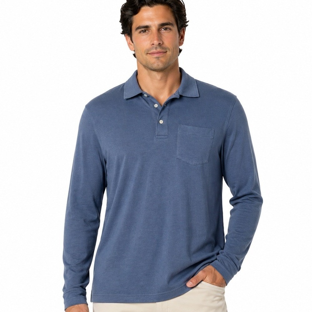 Croft & Barrow Mens Long‎ Sleeve Henley Shirt Blue Medium